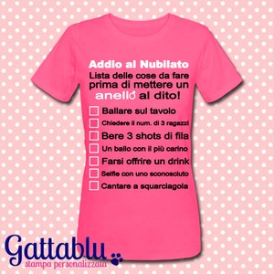 T Shirt Donna Addio Al Nubilato Lista Delle Cose Da Fare Personalizzabile Ebay