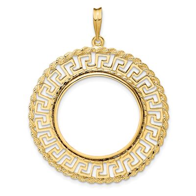 14k Gelbgold griechischer Schlüssel & Seil Krappen Set UNBEKANNT Münzeinfassung