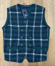 Gilet uomo Vela blu taglia S M verde scozzese British made in Italy tasche