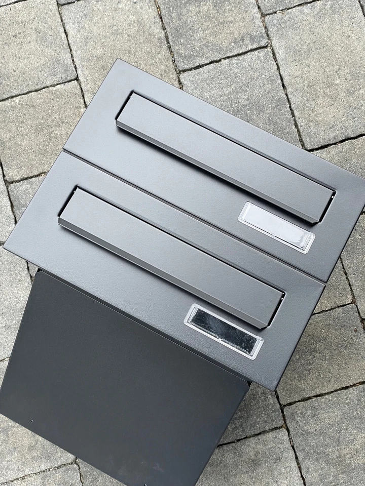 2er Einbaubriefkästen Schwarz Matt 2-fach Mauerdurchwurf Durchwurf Briefkasten - Bild 2 von 4