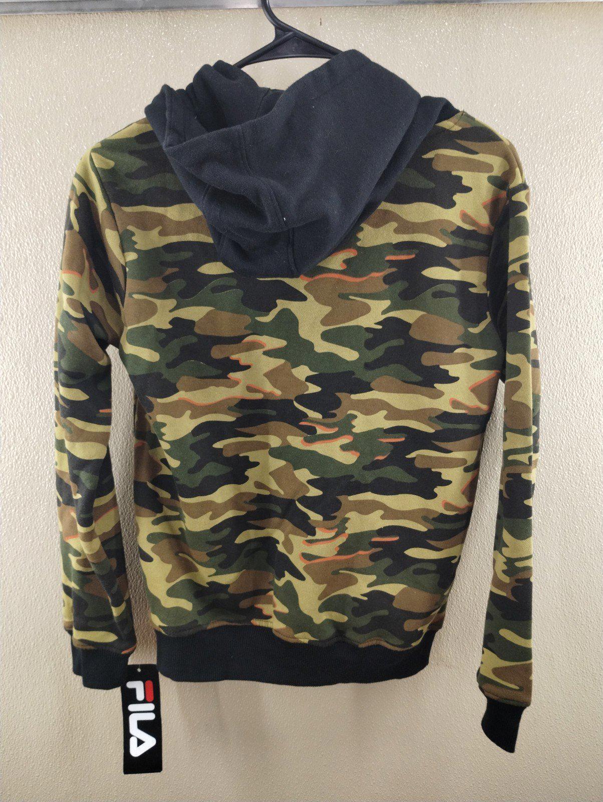 Felpa con cappuccio pullover Fila Camo Youth taglia Large nuova con etichetta SPEDIZIONE GRATUITA