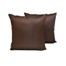 Art Silk Plain, Solid Pack of 2, 16"x16" Throw Pillow Cover - Dark Brown Luxury