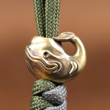 EDC Whale Paracord Knife Bead Lanyard Brass DIYTool Pendant Bracelet charm Woven