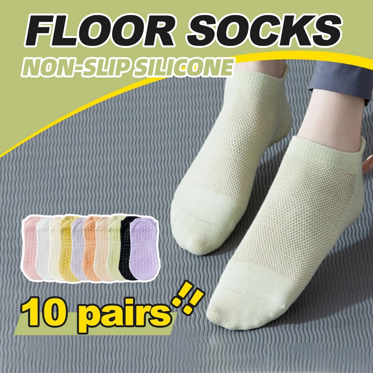 10/20 pares de calcetines de pilates para mujer, calcetines antideslizantes de barra de yoga
