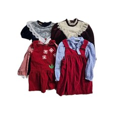 Vintage Girls Dress Curdoroy Red Size 5 Two Pieces JcPenny Lot Of 6