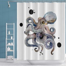 54x78inch Colorful Octopus Shower Curtain Ink Painting Japanese Kanagawa Krak...