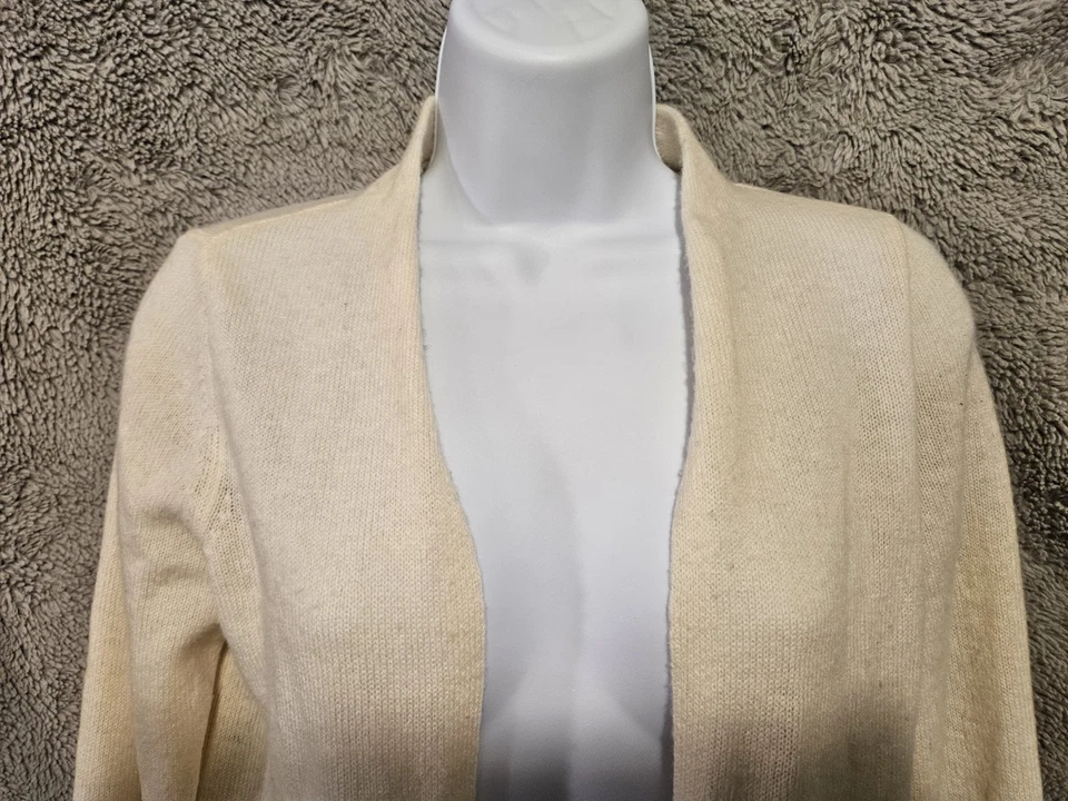 Cárdigan Theory Mujer Cachemira Frente Abierto Manga Larga Crema Talla P, Bolsillos,  Foto 3 de 4