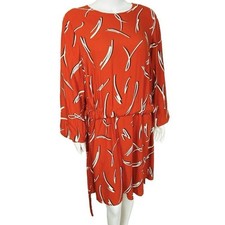 Asos Curve Mini Dress Plus Size 14 Side Tie Shift Long Sleeve Abstract Print