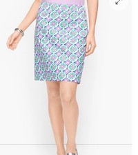 Talbots Womens Sz 10 Canvas A-Line Skirt Medallion Green Purple Multi