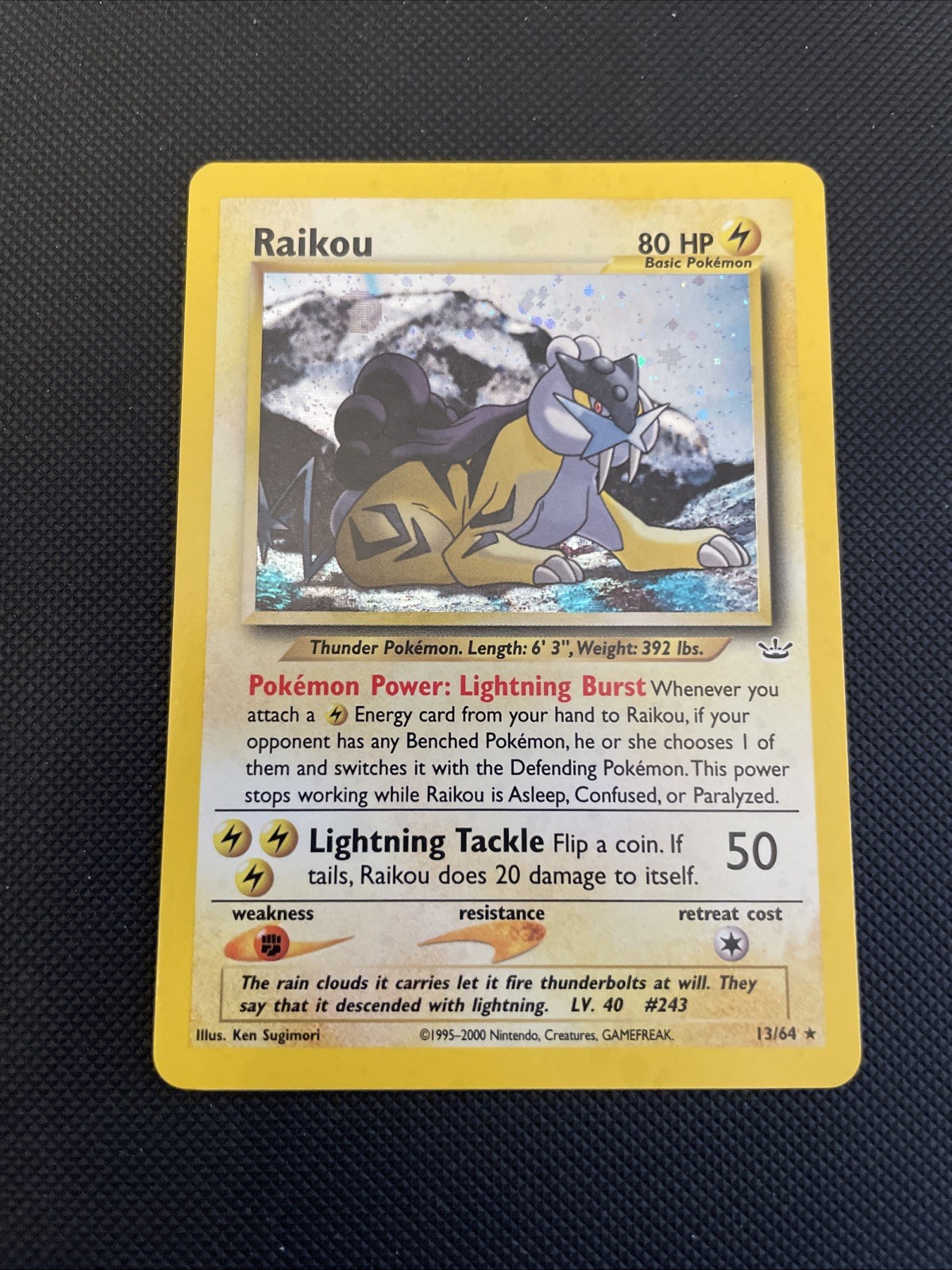 Pokémon TCG Neo Revelation Unlimited Card Raikou 13/64 Holo Rare - NM