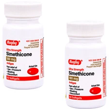Rugby Simethicone 180mg - 60 Softgels | Ultra Strength Phazyme (8-2027) - 2 Pack
