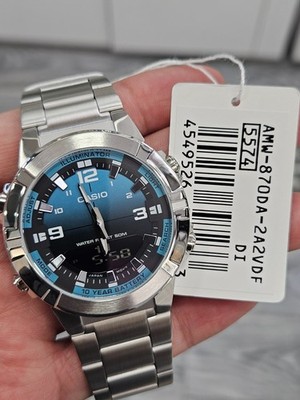 Casio AMW-870DA-2AVDF Men's Stainless Steel Analog Digital Watch – Blue  Black Di