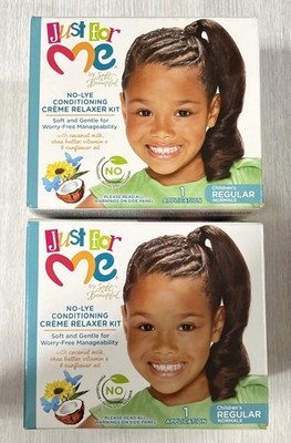 3pk Just For Me No-Lye Conditioning Creme Relaxer Kit With Coconut & Shea, Reg