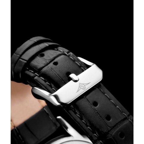 Stuhrling 3997 2 Quartz Rasa Date Noir en Relief Bracelet Cuir Montre Hommes - Photo 6 sur 11