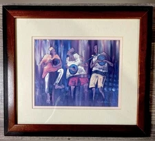 “African Musicians” 1991 Art Print Buchi Upjohn Aghaji Signed Professional Frame