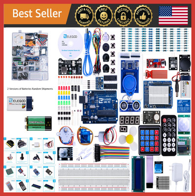 Complete Starter Kit for Arduino IDE, 200+ Components, UNO R3 Compatible Tutoria