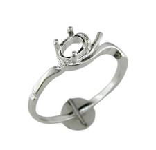 6x4 mm Oval Faceted Setting Ring Solid Sterling Silver Size 5-7 Pre-notched