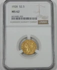 1928 GOLD Indian Head $2.50 Quarter Eagle CERTIFIED NGC MS 62