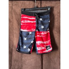 Quiksilver Kids American Flag Board Shorts Size 7 Boys Swim Trunks