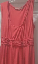 Max Studio Sleeveless Pullover Red/Orange Grecian Style Dress W/Waistband SZ M