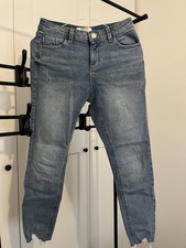 Dorothy Perkins Petite Light Blue Frayed Hem Ankle Denim Jeans