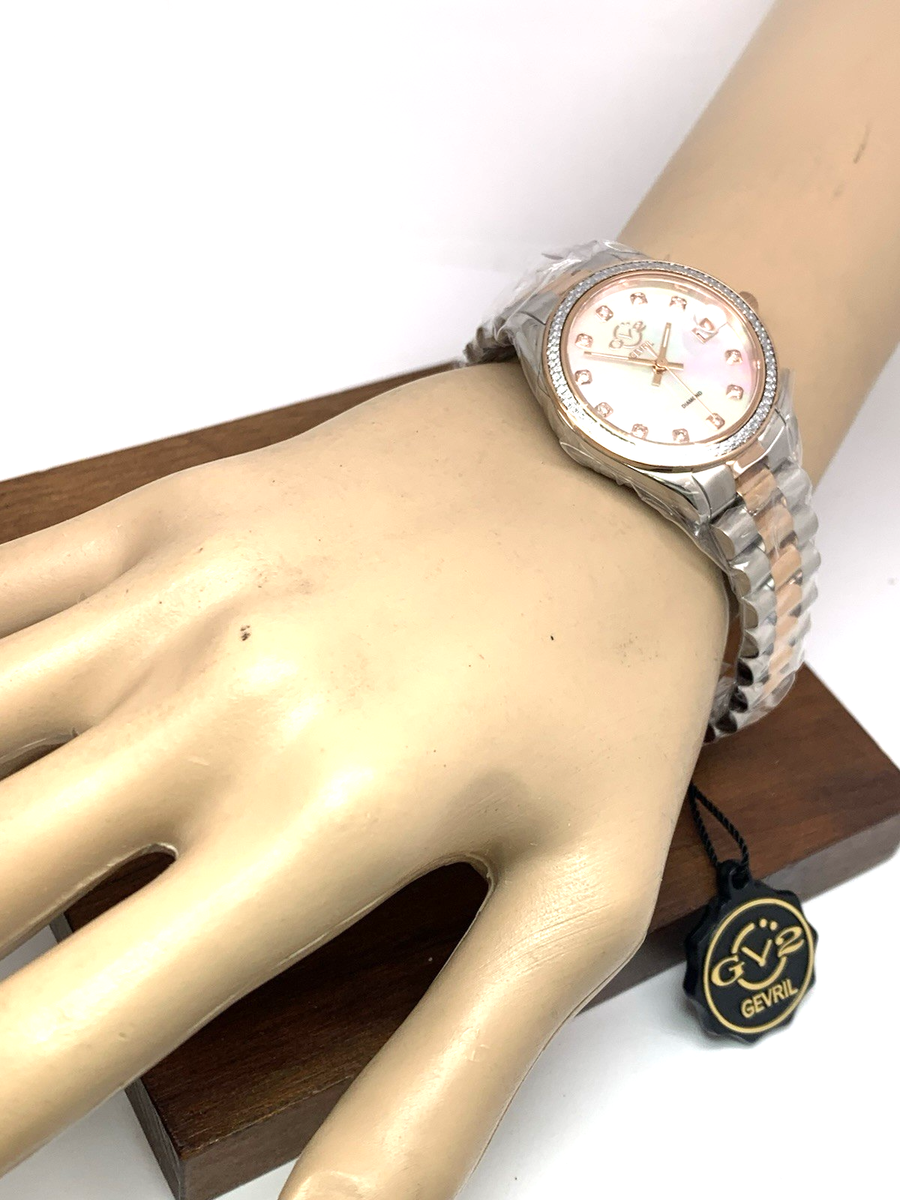 GV2 by Gevril Women\'s Watch 12423B Swiss Quartz Mother of Pearl Dial Two Tone GV2 by Gevril Women 12423B Turin Diamond MOP Dial 2-Tone  main image 2