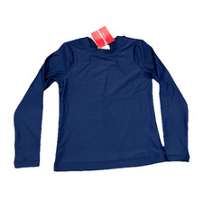 New HANNA ANDERSSON Boys Long Sleeve Solid Blue Swim Rashguard SIZE 6-7