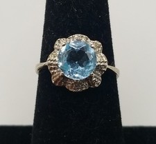 925 Sterling Silver Blue Gemstone Ring - Size 6.75 4951