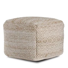 22 in. x 22 in. x 17 in. Cherokee Pouf - Anji Mountain Tawny Brown and Beige