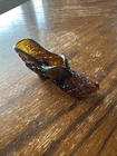 Amber Miniature Fenton Daisy and Button Slipper Shoe Princess Slipper Vintage