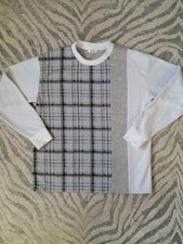 Takeo Kikuchi Sweater Jumper White Size Large Grey Check 