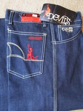 Vintage 70s DEVIL brand Flare denim jeans size 28 deadstock