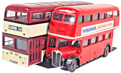 Restposten 2 Corgi Solido Maßstab 1:50 AEC London Doppeldeckerbus Modell ohne Verpackung.