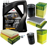 MANN-FILTER Inspektionspaket Mannol 5L Longlife 5W-30 FüR Audi 100 2.6 2.8 E