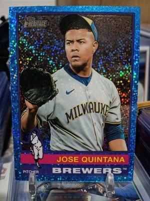 2025 Topps Heritage High #721 Jose Quintana SP Blue Sparkle Milwaukee Brewers