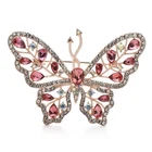 Luxury Pink Crystal Butterfly Brooch Pin Sparkly Rhinestone Statement Jewelry Gi