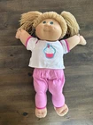 Cabbage Patch Kids Girl Doll Blonde Yarn Hair Blue Eyes 1984 Pink Outfit
