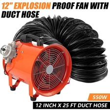 Industrial Explosion Proof Ventilator 12" Extractor Blower Fan w/25ft Duct Hose