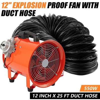 12'' Explosion Proof Fan Ventilator 550W Utility Blower Extractor+25ft Duct Hose