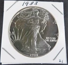 1988  AMERICAN SILVER EAGLE  1  OZ.  PURE FINE SILVER BULLION COIN  999  BU-UNC