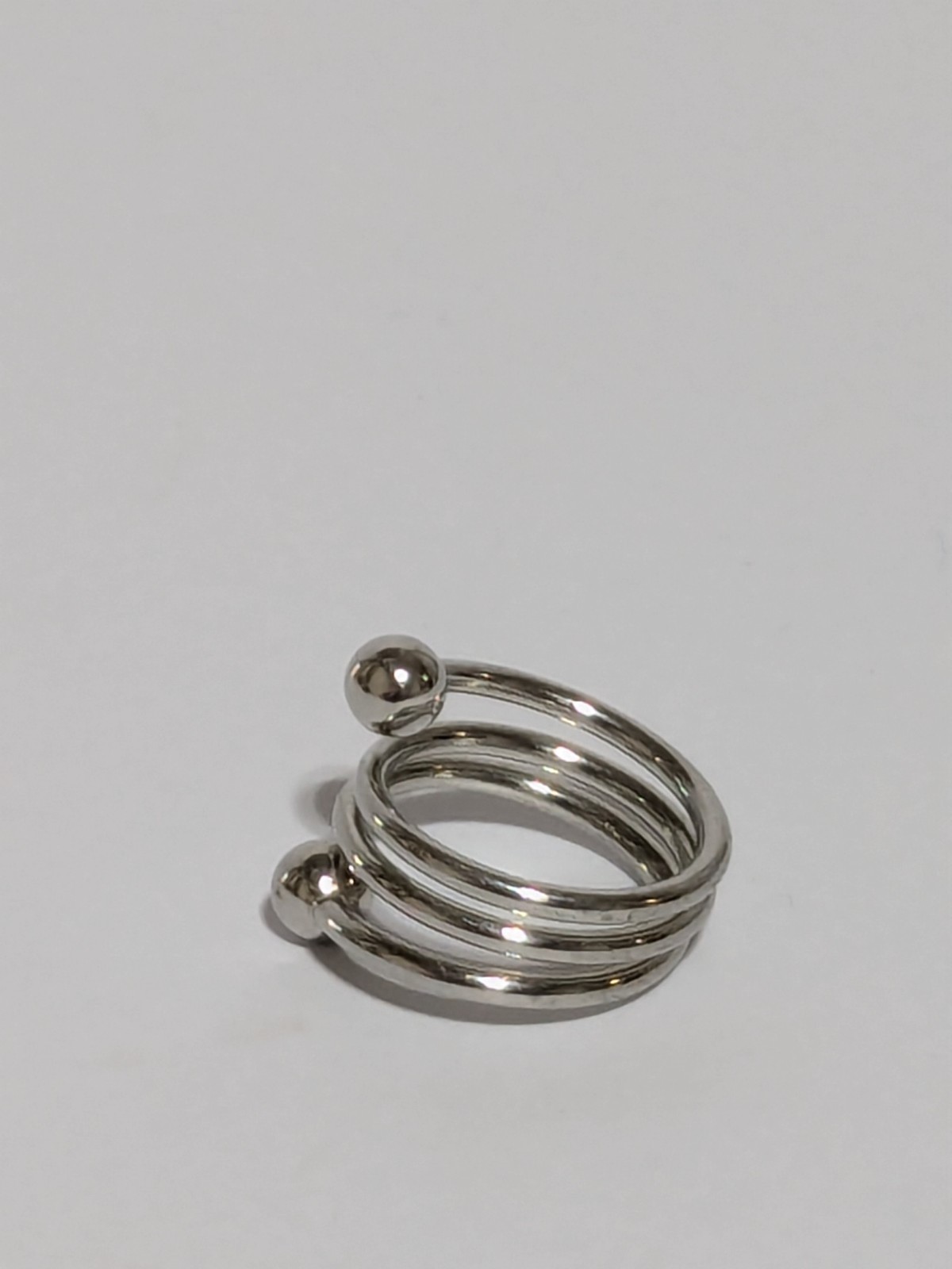 Silver Tone Spiral/Spring Wrap Ring With End Caps… - image 4