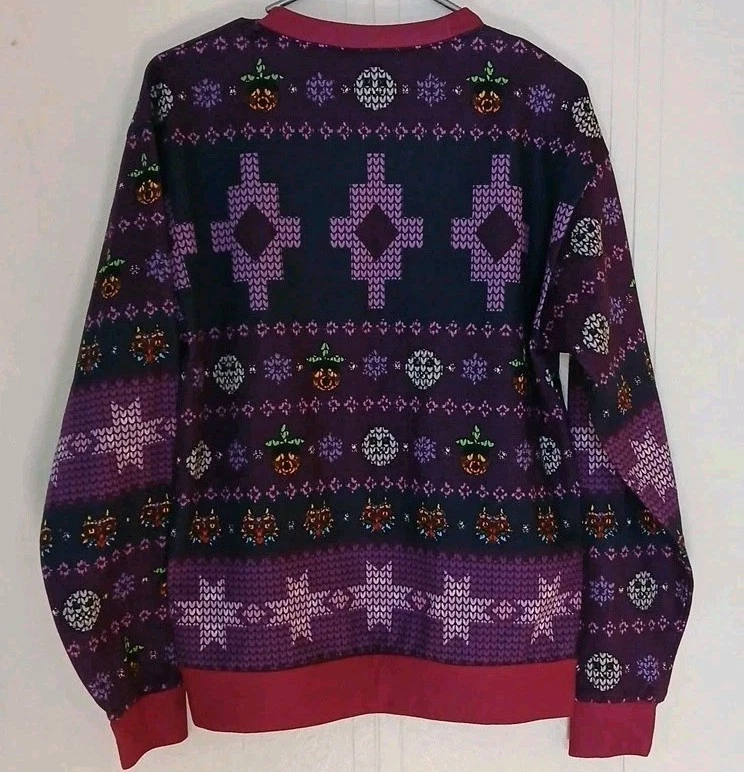 Majora's Mask Zelda Seamless Allover Pattern Ugly Christmas Sweater Size Small
