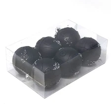 Allgala 6-Pack 3" Black Luxury Glitter Christmas Tree Ornament Balls