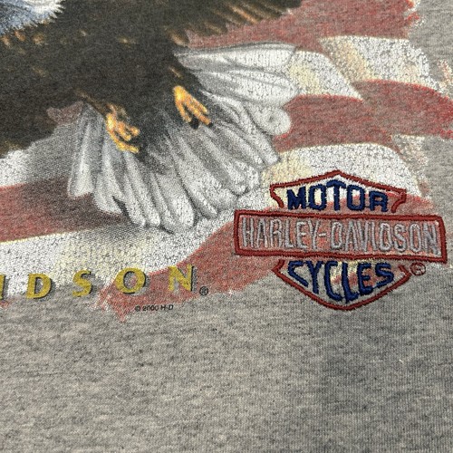 Vintage 2000 Harley Davidson Savannah Georgia USA Flag Eagle Grey Tee Shirt M/L - Picture 4 of 9