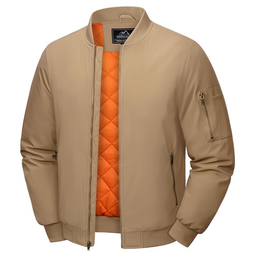 Men's Windbreaker Bomber Jackets Casual Warm Padded Lightweight Pilot Work Coats - Picture 9 of 76