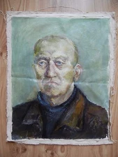Original Oil Painting Portrait man Retro USSR Soviet Socialist realism