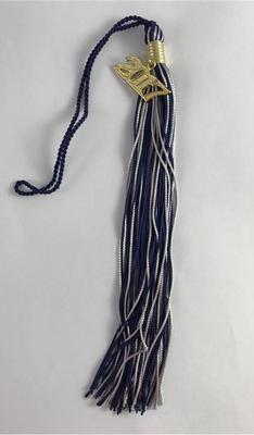 NEW Blue & Silver/Gray Class of 2017 Gold Charm Graduation Tassel 9''