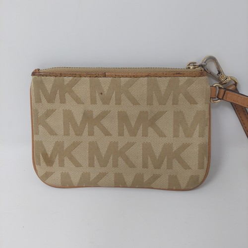 Michael Kors Tan Signature Jacquard Monogram Wristlet Jet Set Travel Wallet - Picture 5 of 15