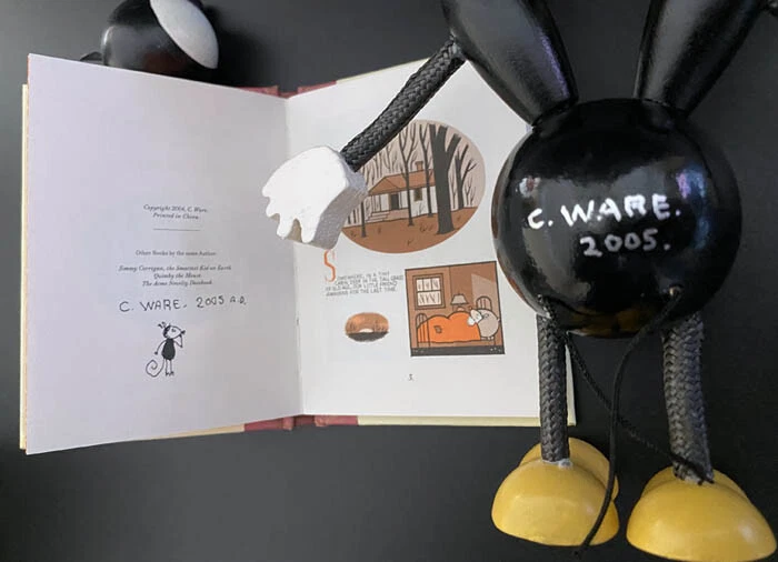 Chris Ware SIGNED 6" Quimby the Mouse Toy & Book Set AUTOGRAPHED Sparky + SKETCH - Image 4 of 4