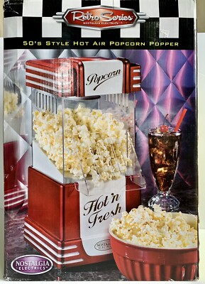 Popcorn Popper Nostalgia Electrics Retro Series 50s Style Hot Air NIB ￼